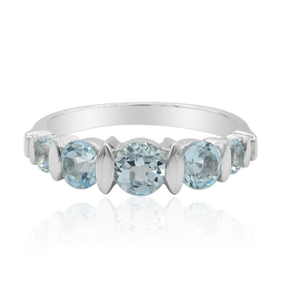 Anillo en plata con Topacio azul cielo