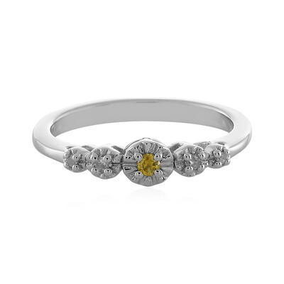 Anillo en plata con Diamante amarillo I2