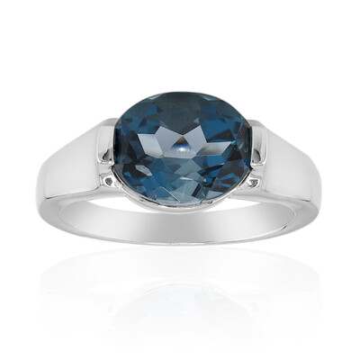 Anillo en plata con Topacio azul de Londres