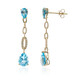 Pendientes en oro con Topacio azul suizo