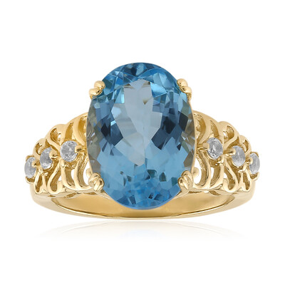 Anillo en plata con Topacio azul cielo