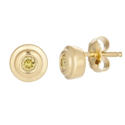 Pendientes en plata con Diamante amarillo I2