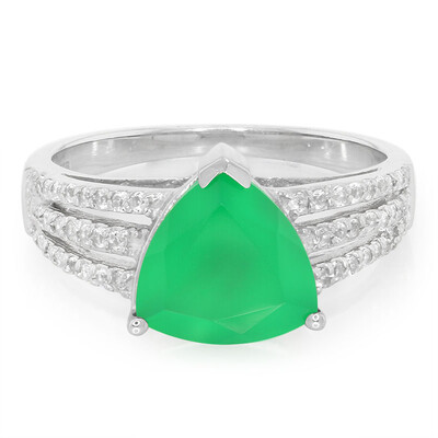 Anillo en plata con Calcedonia verde