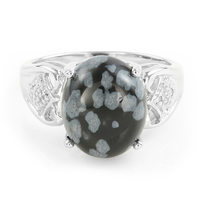 Anillo en plata con Obsidiana Copo de Nieve