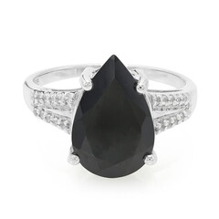 Anillo en plata con Espinela negra