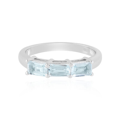 Anillo en plata con Topacio azul cielo