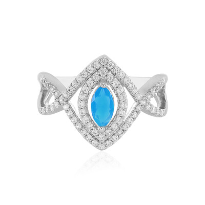 Anillo en plata con Ópalo azul de Etiopía