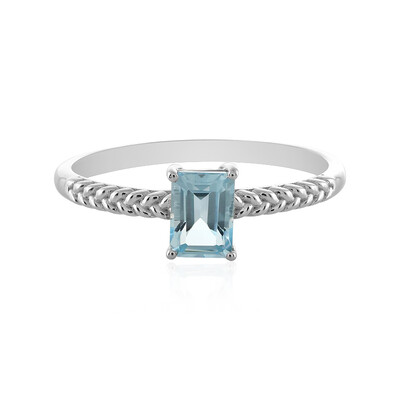 Anillo en plata con Topacio azul cielo