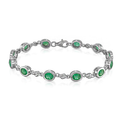 Brazalete en plata con Esmeralda de Zambia