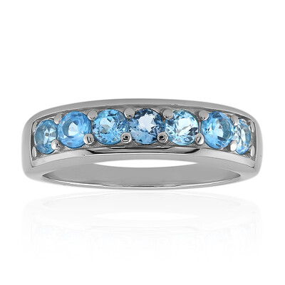 Anillo en plata con Topacio azul suizo