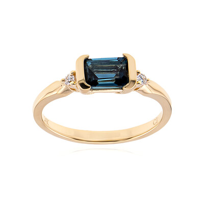 Anillo en oro con Topacio azul de Londres