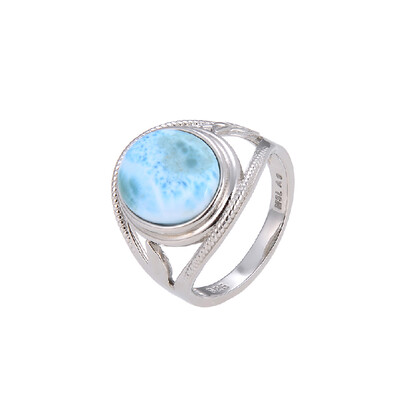 Anillo en plata con Larimar