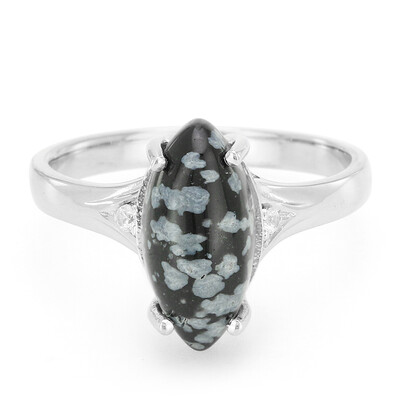 Anillo en plata con Obsidiana Copo de Nieve