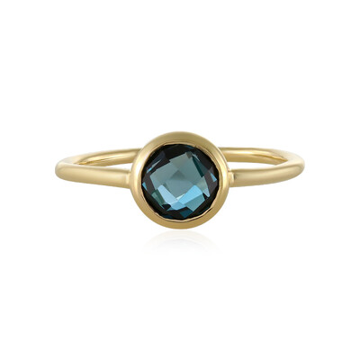 Anillo en oro con Topacio azul de Londres