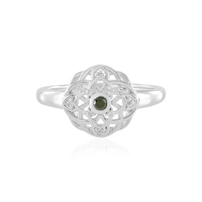 Anillo en plata con Diamante verde I2