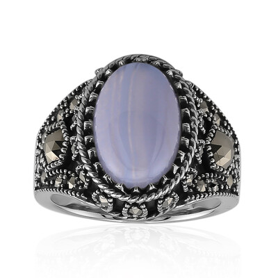 Anillo en plata con Ágata de lazo azul (Annette classic)