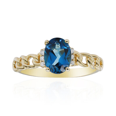 Anillo en oro con Topacio azul de Londres