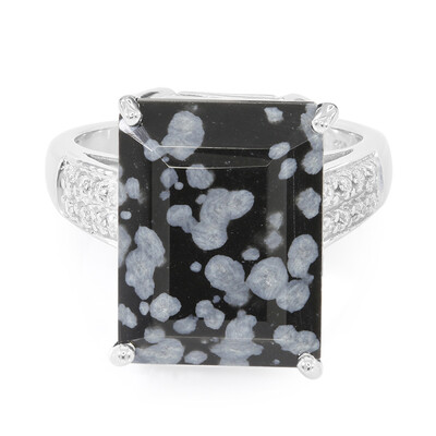 Anillo en plata con Obsidiana Copo de Nieve