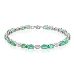 Brazalete en plata con Esmeralda de Zambia