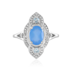 Anillo en plata con Calcedonia azul