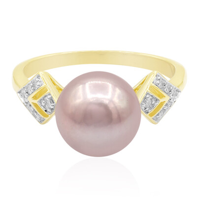 Anillo en oro con Perla Ming rosa (TPC)