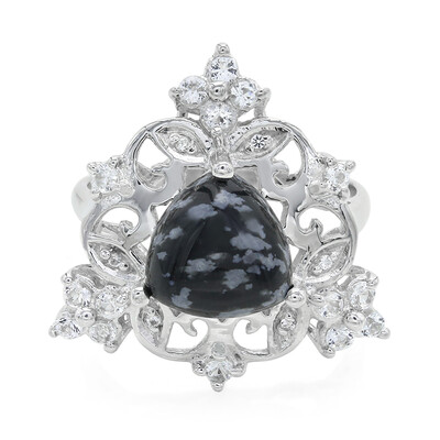 Anillo en plata con Obsidiana Copo de Nieve