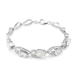 Brazalete en plata con Piedra de Luna arcoíris