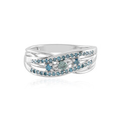 Anillo en plata con Diamante azul I2