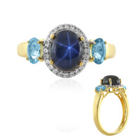 Anillo en plata con Zafiro estrella azul