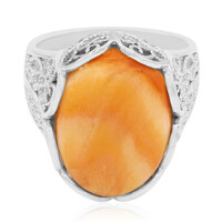 Anillo en plata con Ostra espinosa naranja