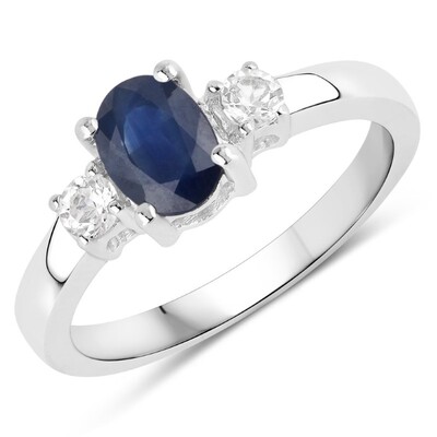 Anillo en plata con Zafiro azul