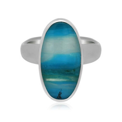 Anillo en plata con Ópalo azul de Atacama