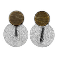 Pendientes en plata con Madera de palma petrificada