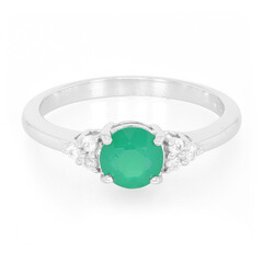 Anillo en plata con Calcedonia verde