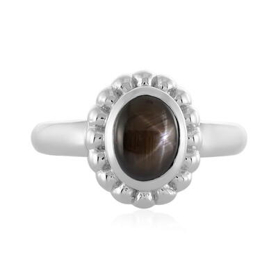 Anillo en plata con Zafiro estrella negra