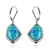 Pendientes en plata con Turquesa azul del Mohave Kingman (Faszination Türkis)