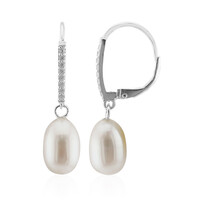 Pendientes en plata con Perla blanca Freshwater