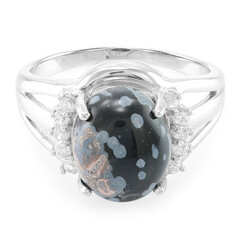 Anillo en plata con Obsidiana Copo de Nieve