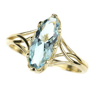 Anillo en oro con Topacio azul cielo