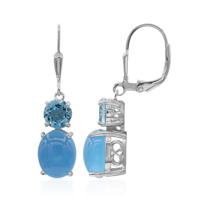 Pendientes en plata con Calcedonia agua