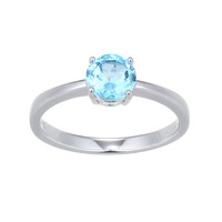 Anillo en plata con Topacio azul suizo