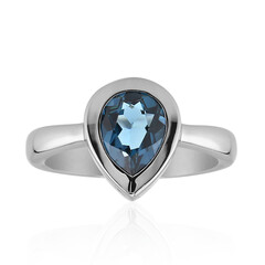 Anillo en plata con Topacio azul de Londres