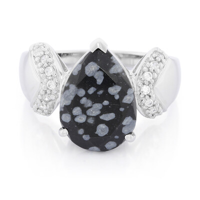 Anillo en plata con Obsidiana Copo de Nieve