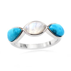 Anillo en plata con Turquesa azul del Mohave Kingman (Faszination Türkis)