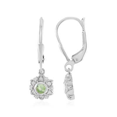 Pendientes en plata con Granate verde menta de Merelani