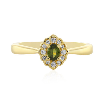 Anillo en plata con Zircón verde Ceylon