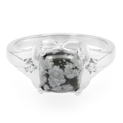 Anillo en plata con Obsidiana Copo de Nieve