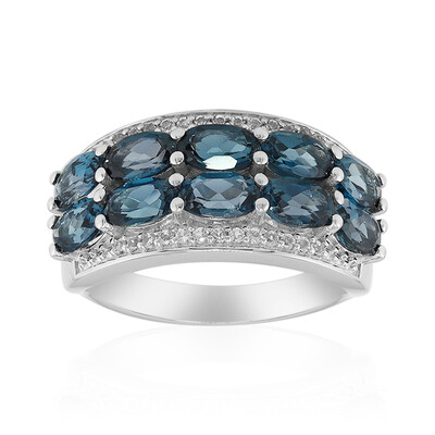 Anillo en plata con Topacio azul de Londres