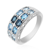 Anillo en plata con Topacio azul suizo