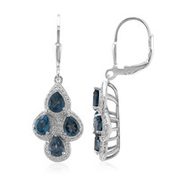 Pendientes en plata con Topacio azul de Londres